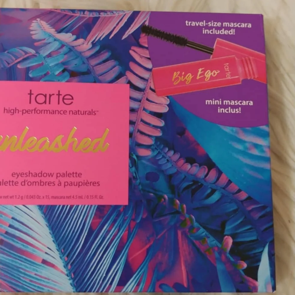 💖FIRM! NWT TARTE UNLEASHED EYESHADOW PALETTE WITH TRAVEL SIZE BIG EGO MASCARA